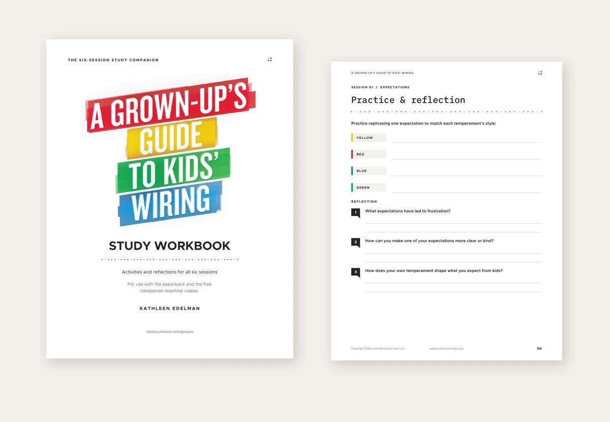 Actual cover and Expectations reflection page from the GUG study workbook